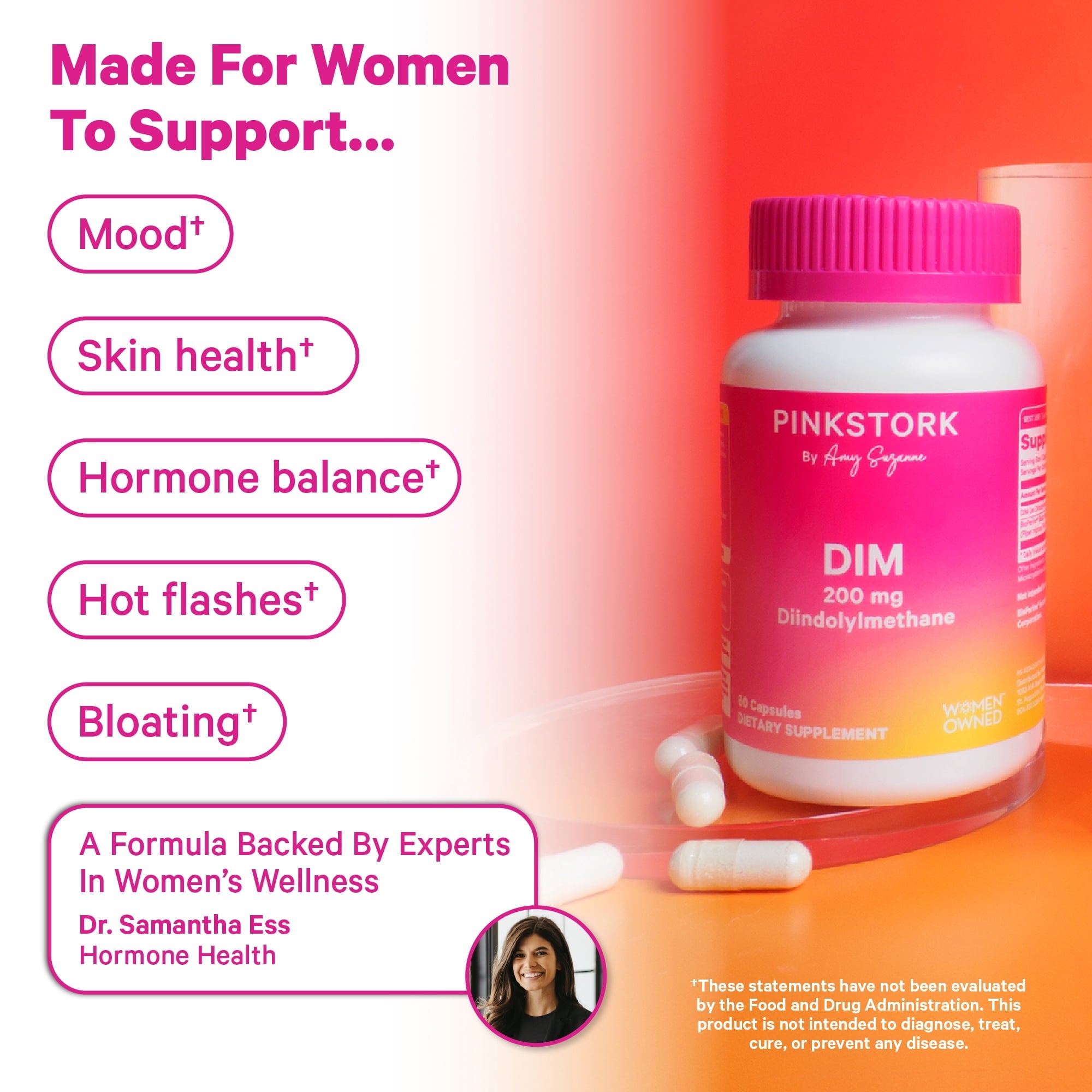 Pink Stork DIM Supplement for Women - 60 Count