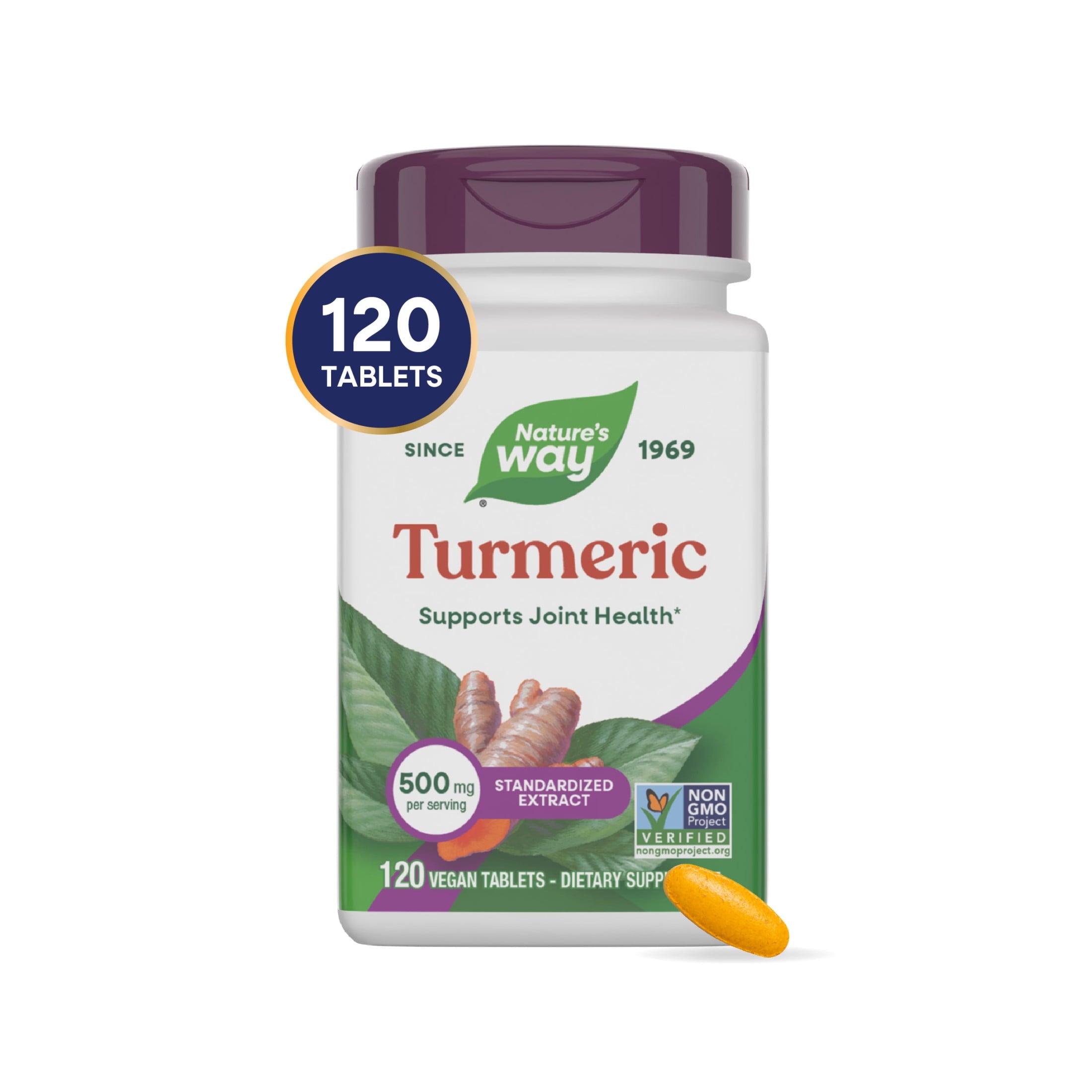 Nature's Way Turmeric Tablets, Premium Extract, Supports Joint Health*, Unisex, 120ct