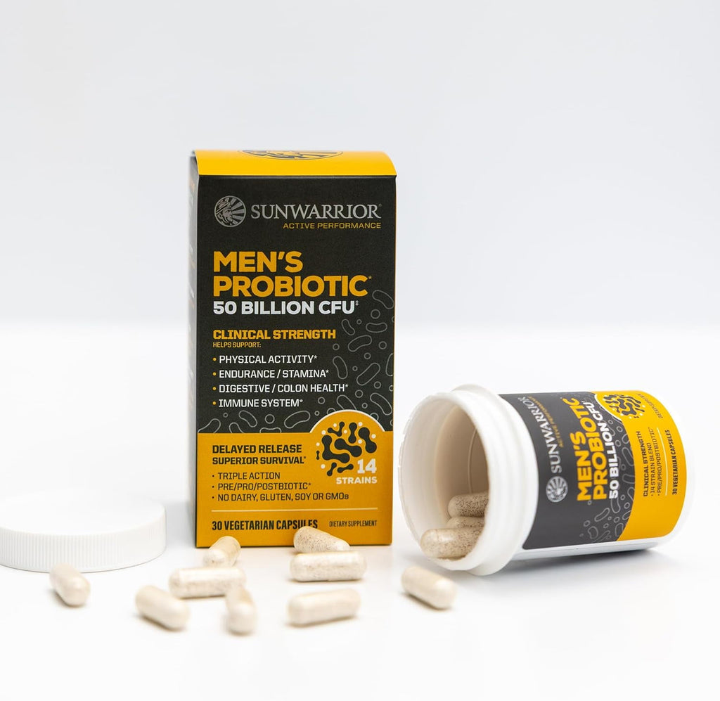Sunwarrior Active Performance Men’s Probiotic Capsules for Gut Health, 50 Billion CFU, 30 Count