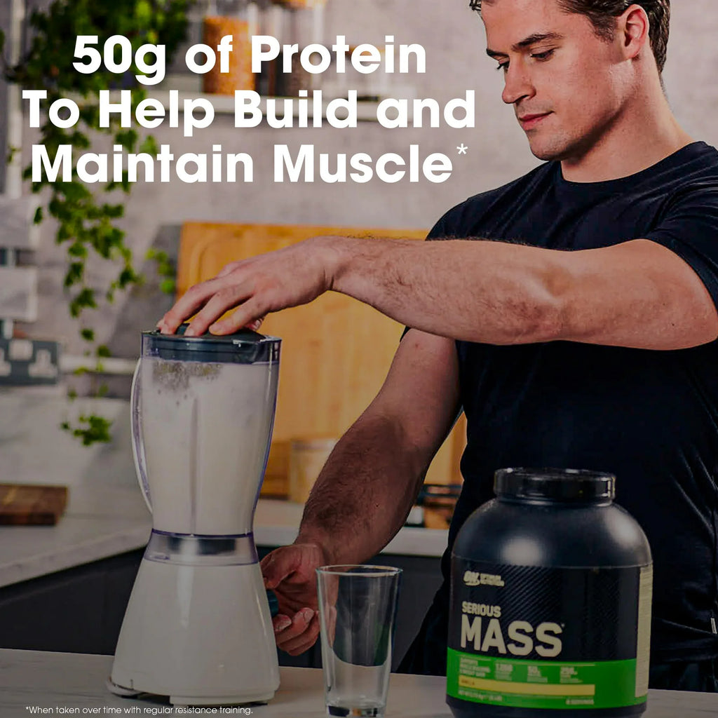 Optimum Nutrition Serious Mass Protein Powder, Banana, 50g Protein, 6 Lb