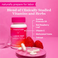 Pink Stork Labor Prep Supplement, Evening Primrose, Red Raspberry Leaf, Folate, Calcium, Pregnancy, 60 Capsules