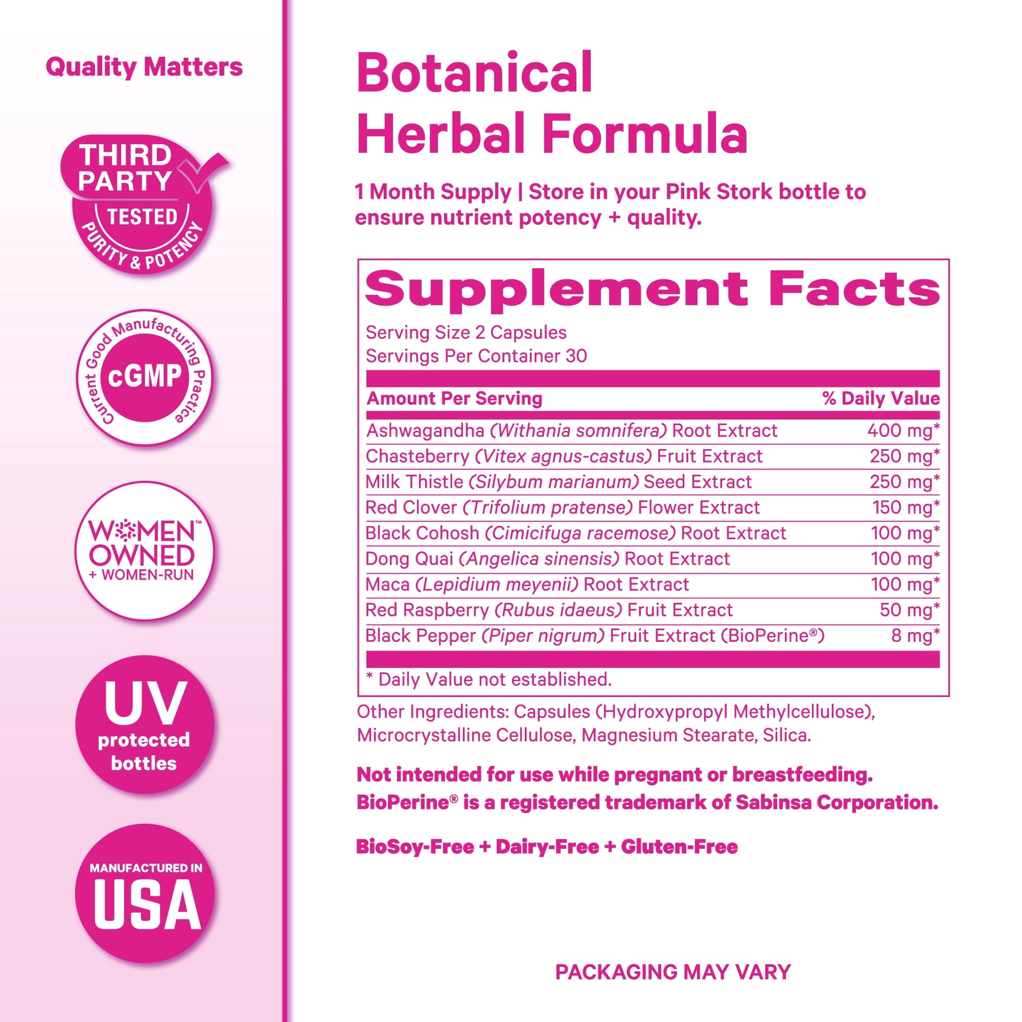 Pink Stork Ashwagandha, Maca Root, and Black Cohosh - Hormone Balance for Women, 60 Count