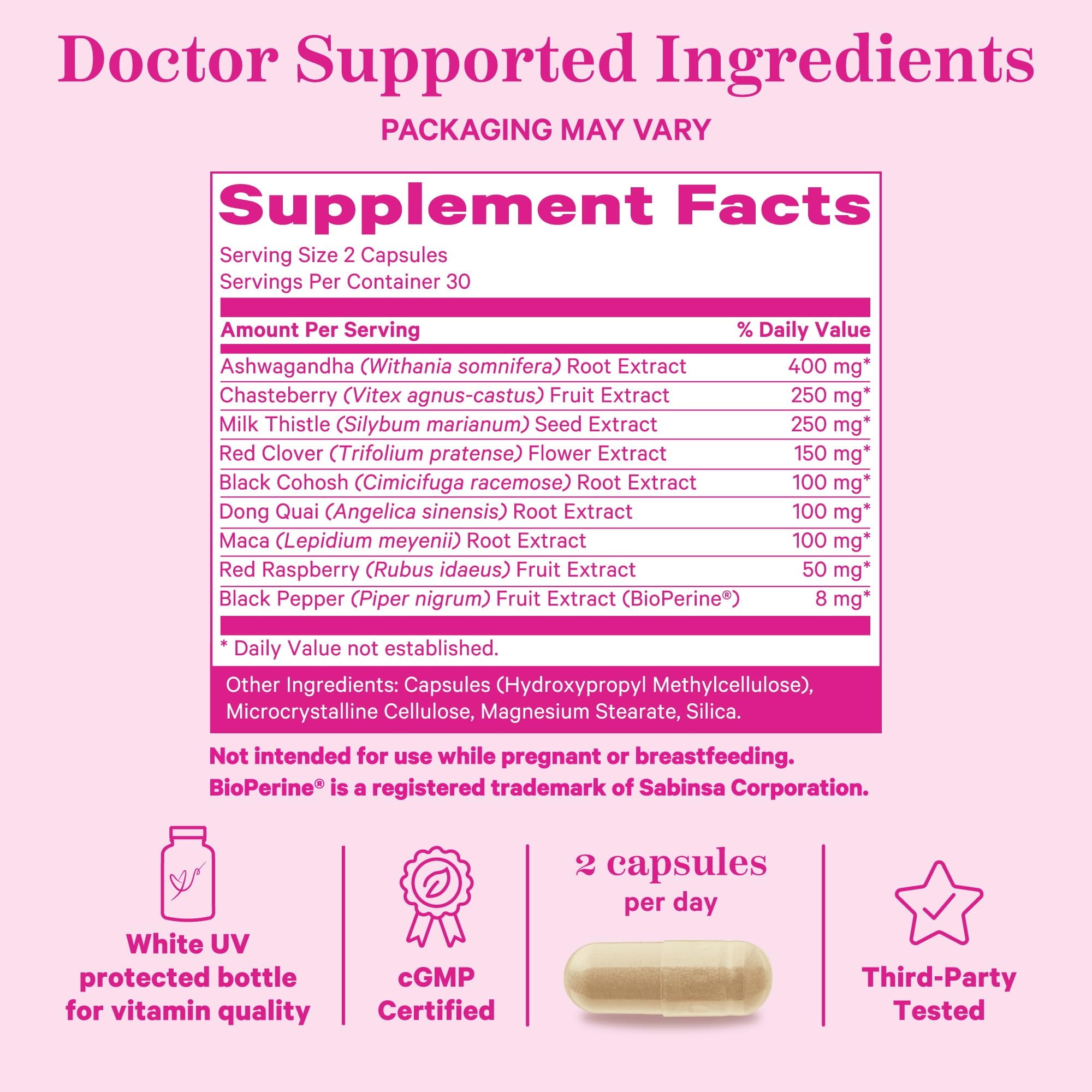 Pink Stork Ashwagandha, Maca Root, and Black Cohosh - Hormone Balance for Women, 60 Count