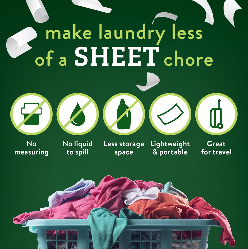 Biokleen Laundry Detergent Sheets - Free &amp; Clear From Fragrances and Dyes, Hypoallergenic Enzymatic Cleaning, 50 Sheets - 100 Loads