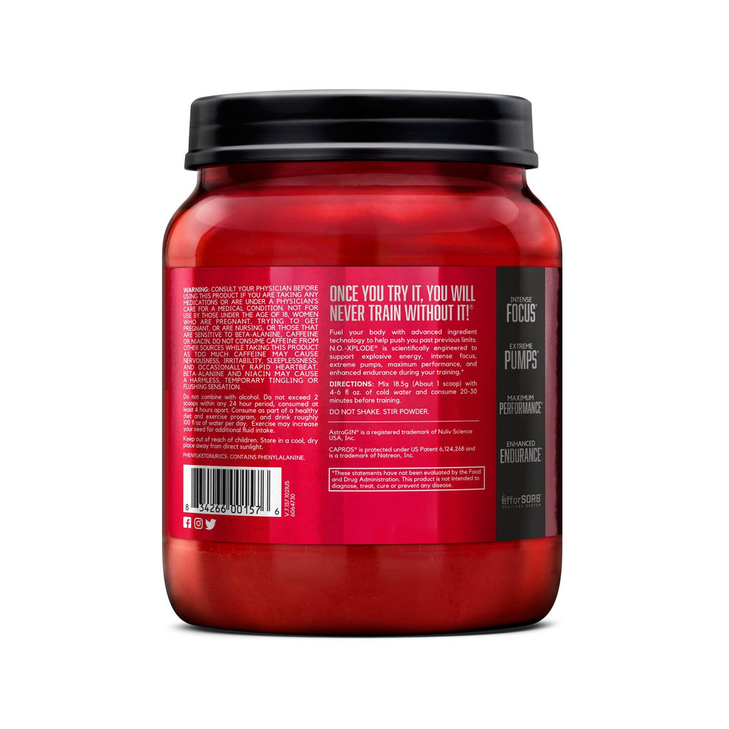 BSN N.O. Xplode Pre-Workout Supplement with Creatine, Beta-Alanine, and Energy, Watermelon, 60 Servings