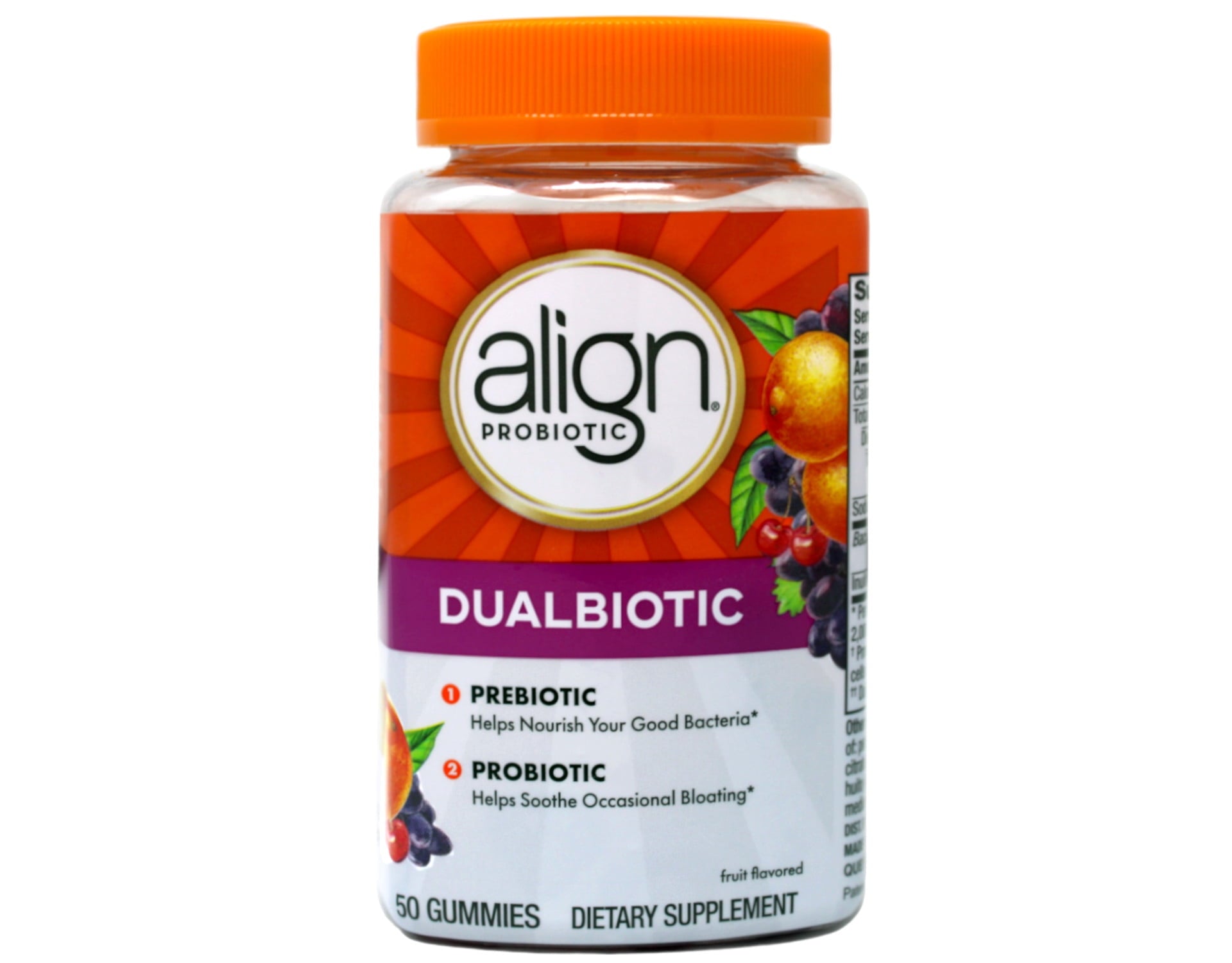 Align DualBiotic Prebiotic and Probiotic Gummies Dietary Supplement Fruit Flavored 50 Gummies
