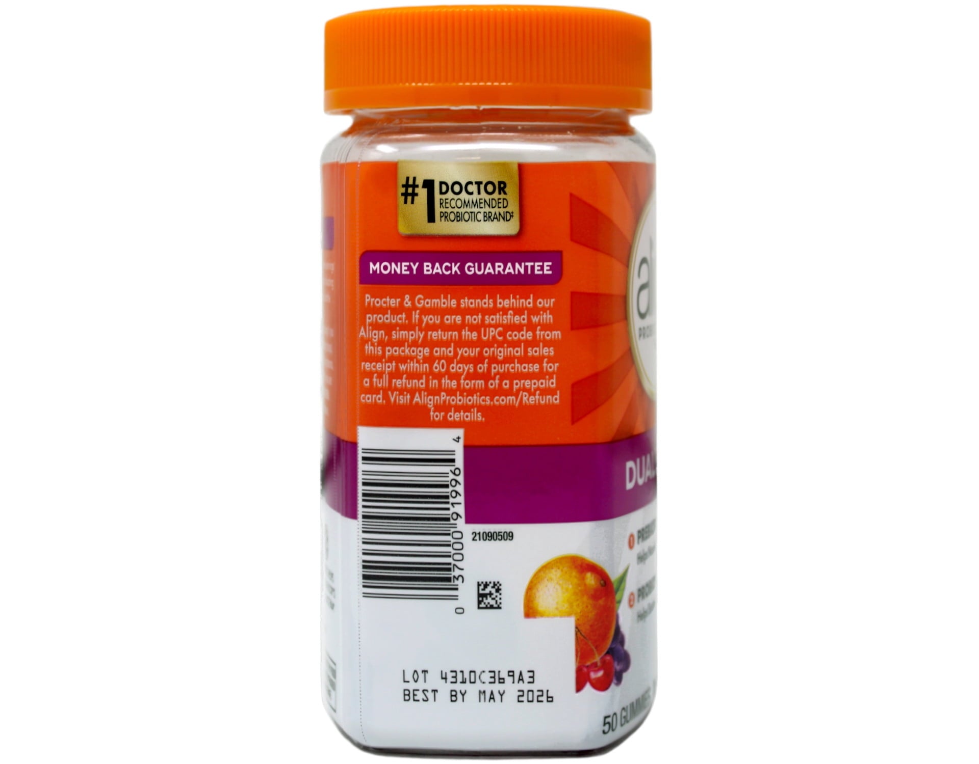 Align DualBiotic Prebiotic and Probiotic Gummies Dietary Supplement Fruit Flavored 50 Gummies