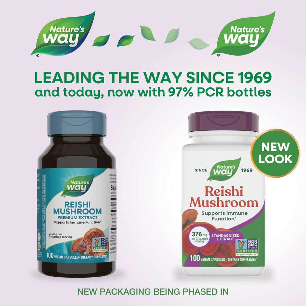Nature’s Way Reishi Mushroom Premium Extract Capsules, Supports Immune Function*, Unisex, 100 Count