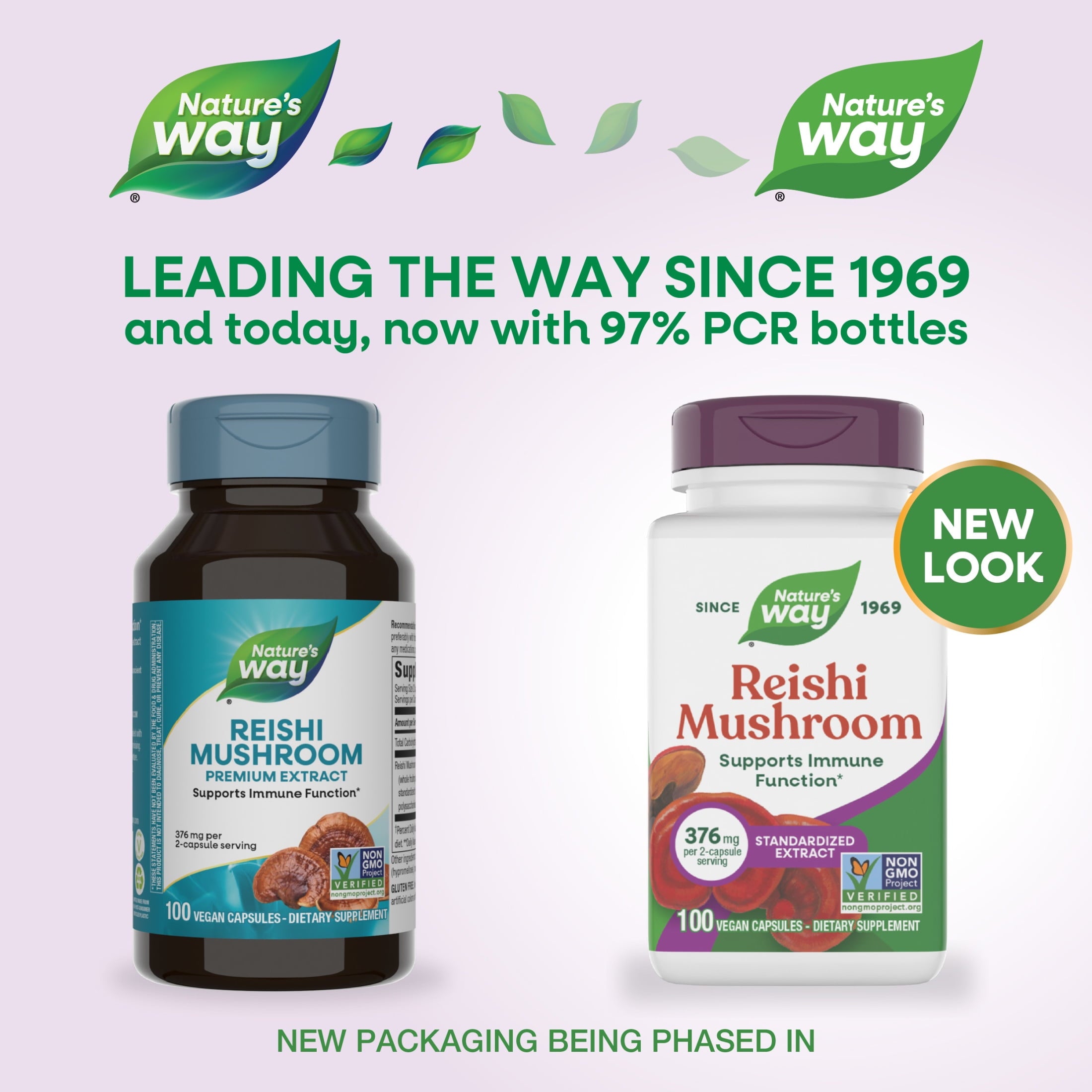 Nature’s Way Reishi Mushroom Premium Extract Capsules, Supports Immune Function*, Unisex, 100 Count