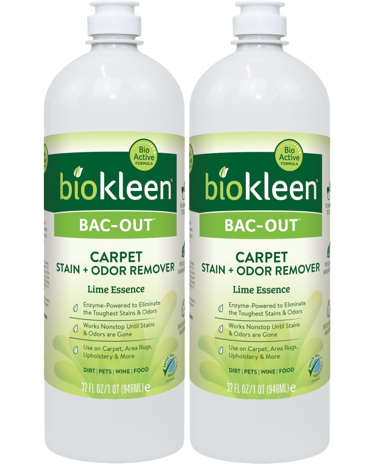 Biokleen Bac-Out Carpet &amp; Fabric Stain and Odor Remover with Enzymes - 2 Pack, 32 oz (64 oz)