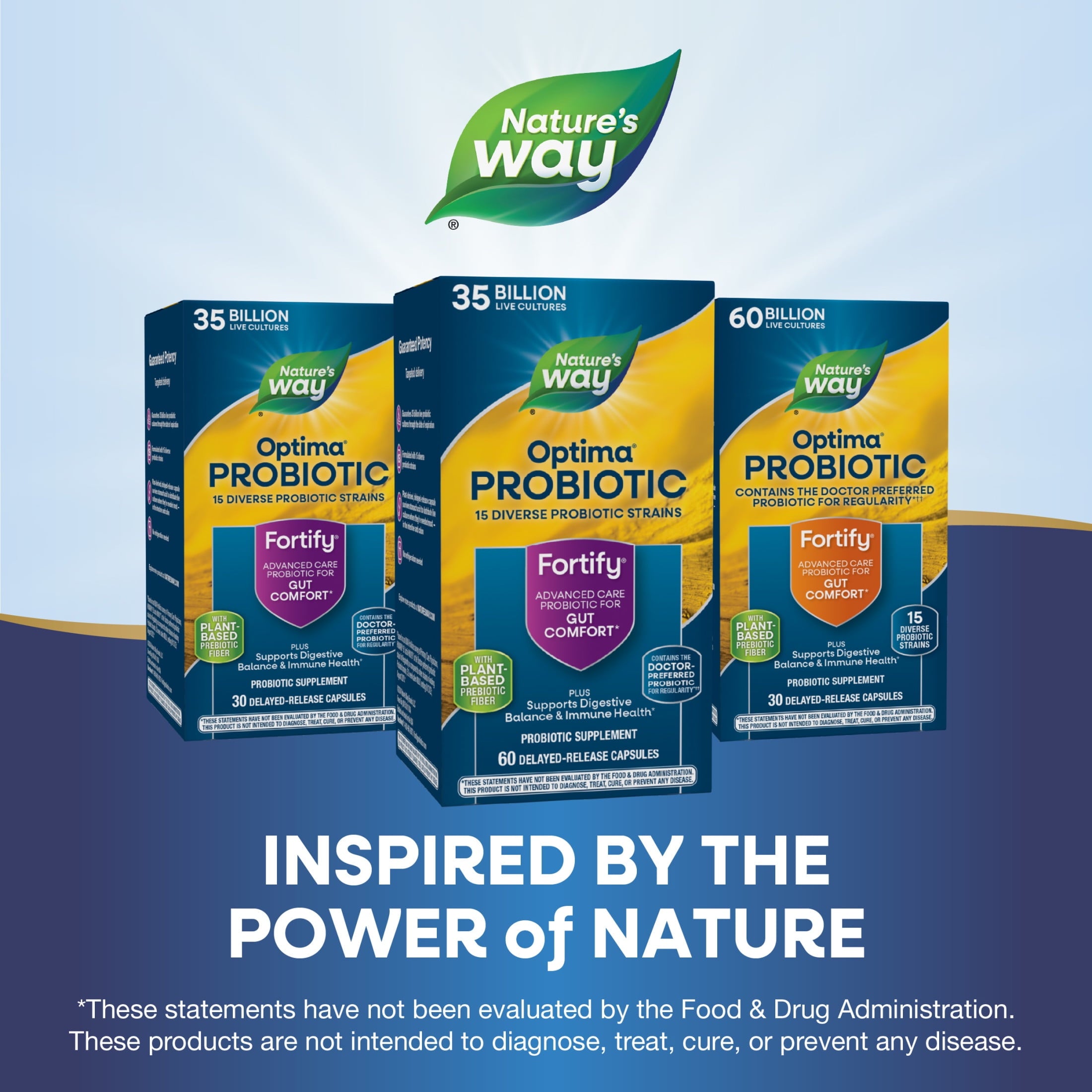 Nature's Way Fortify Optima Probiotic Capsules, 35 Billion Live Cultures, Gut Comfort*, Unisex, 60ct