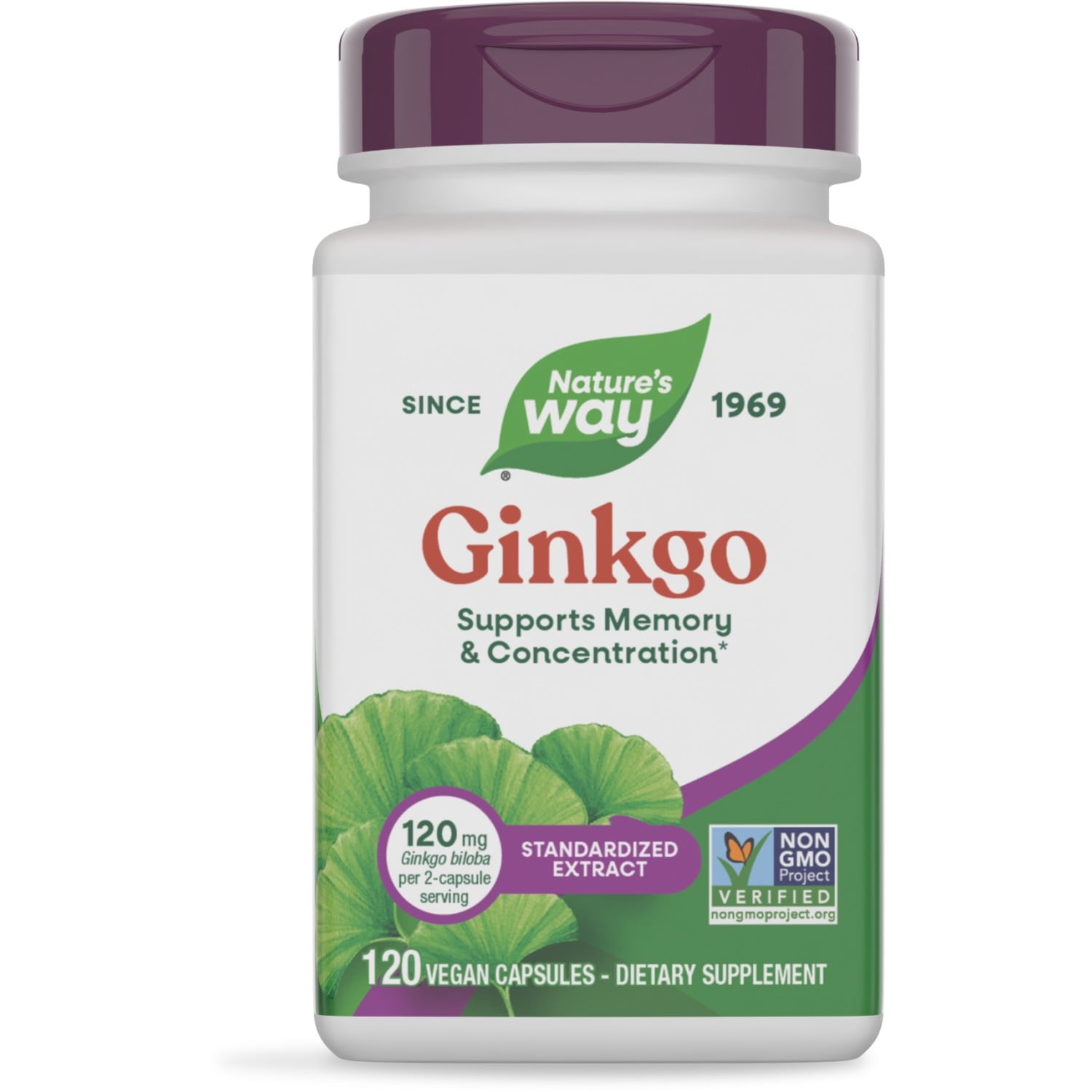 Nature's Way Ginkgo Premium Extract Capsules, Supports Memory &amp; Concentration*, Unisex, 120ct