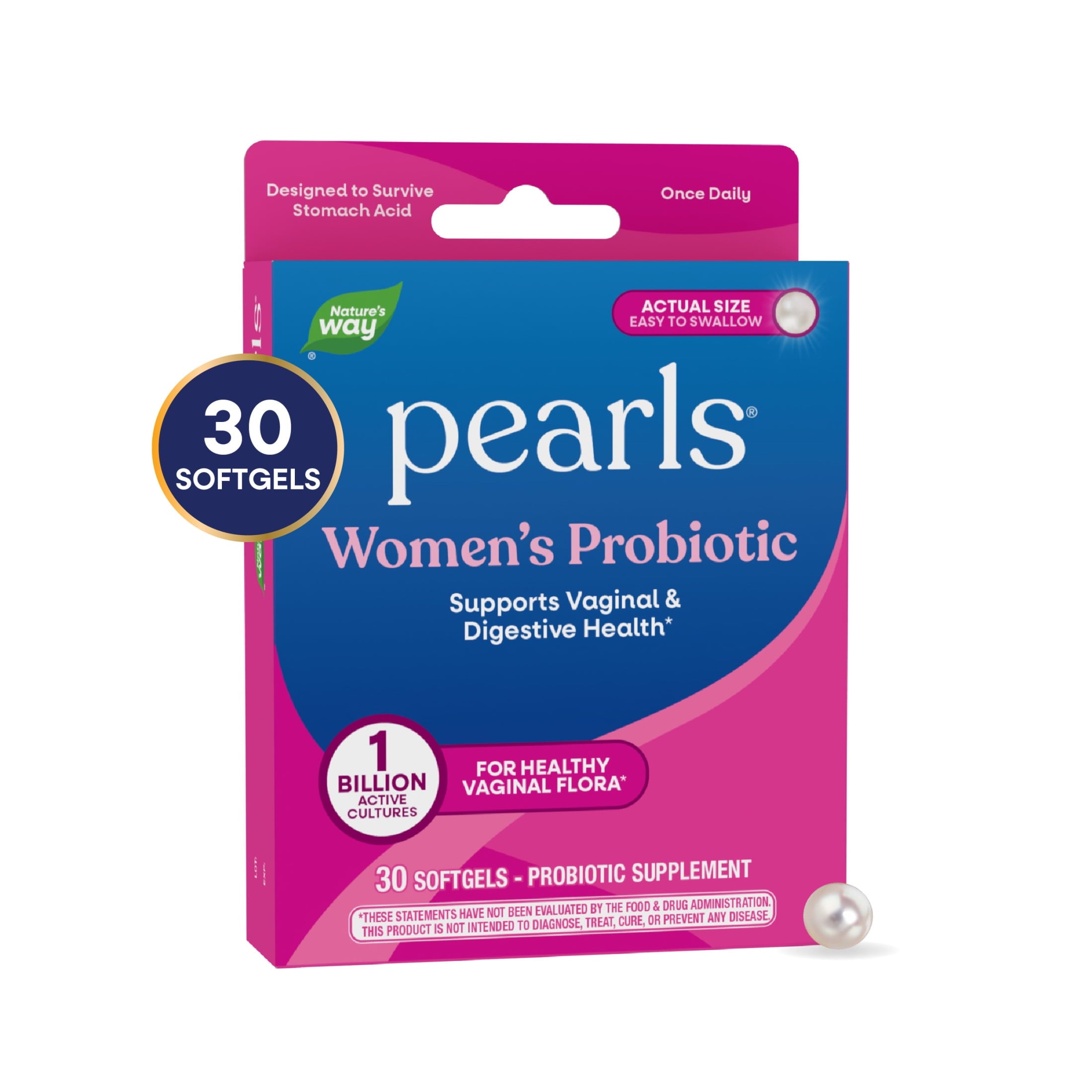 Nature's Way Pearls Women's Probiotic Softgels, Supports Women's &amp; Digestive Health*, 30 Count