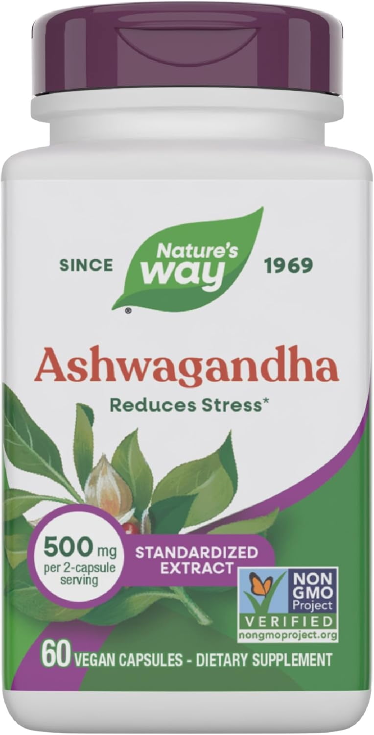 Nature's Way Ashwagandha Standardized Vegetarian Capsules 60 ea (Pack of 3)