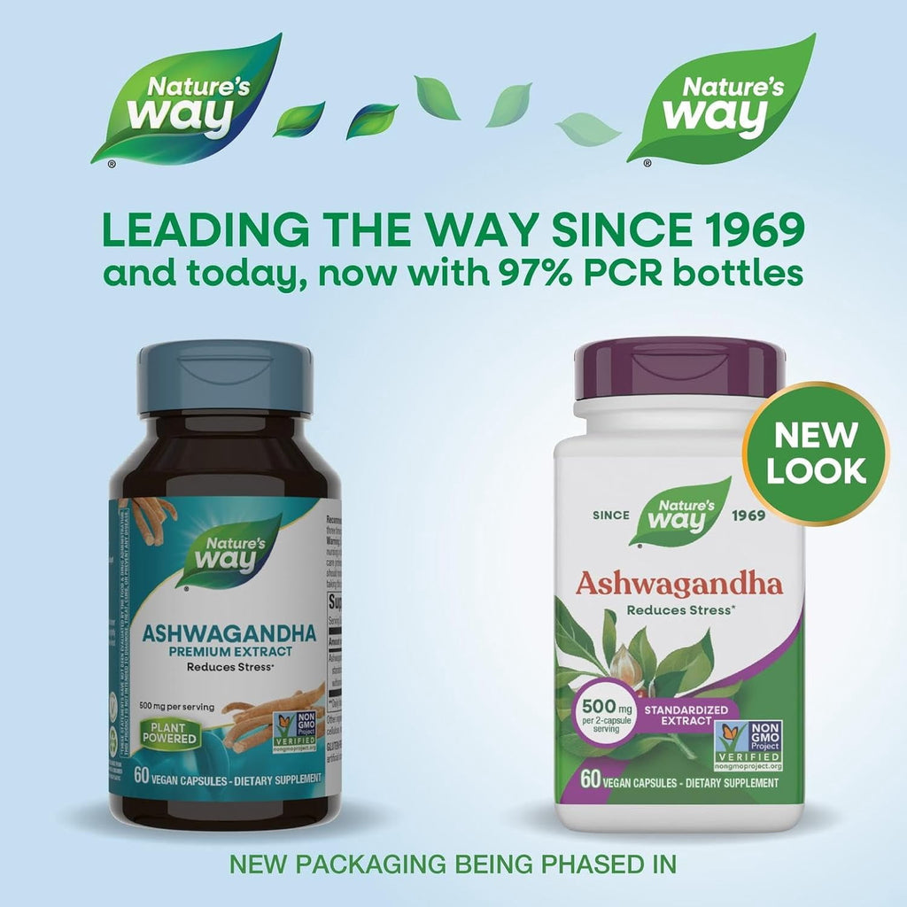 Nature's Way Ashwagandha Standardized Vegetarian Capsules 60 ea (Pack of 3)