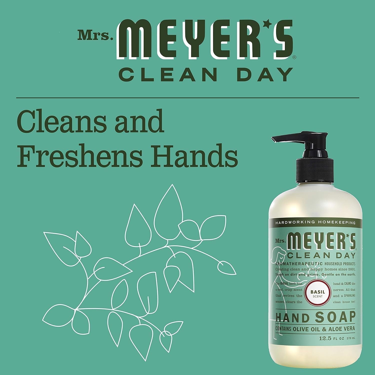 Mrs. Meyer’s Clean Day Variety, 2 Liquid Hand Soap 12.5 oz, 1 Liquid Dish Soap 16 fl oz (Basil)