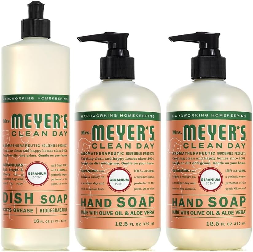 Mrs. Meyer’s Clean Day Variety, 2 Liquid Hand Soap 12.5 oz, 1 Liquid Dish Soap 16 fl oz (Basil)