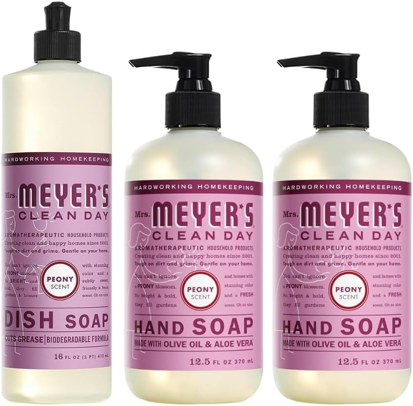 Mrs. Meyer’s Clean Day Variety, 2 Liquid Hand Soap 12.5 oz, 1 Liquid Dish Soap 16 fl oz (Basil)