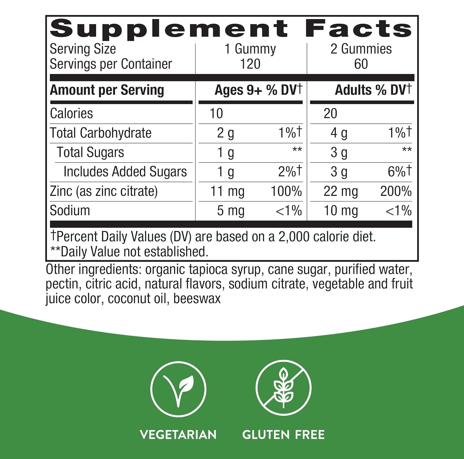 Nature's Way Mixed Berry Flavored 22 mg Zinc Gummy 120 Gummies