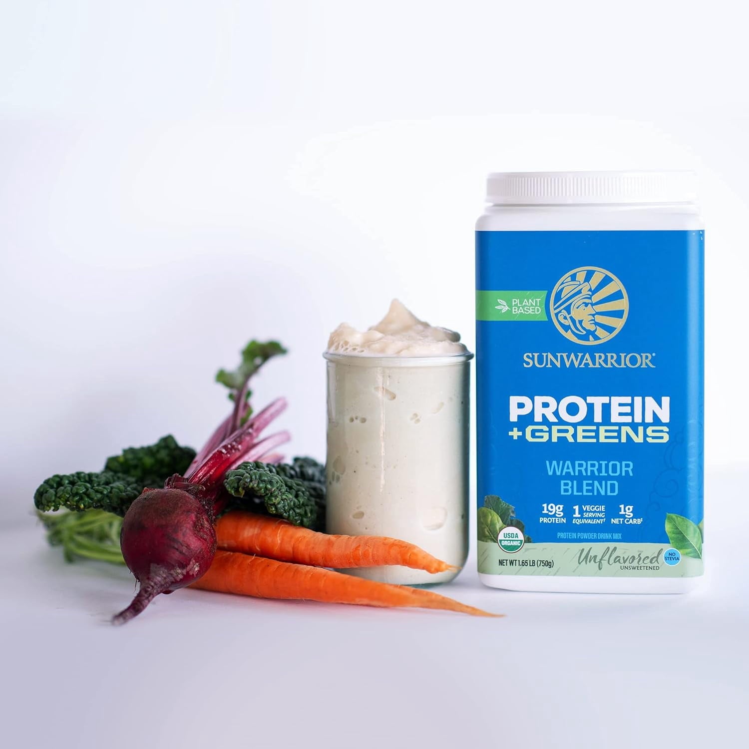 Sunwarrior Warrior Blend Greens Vegan Protein Powder, Unflavored, 750g (30 Servings)