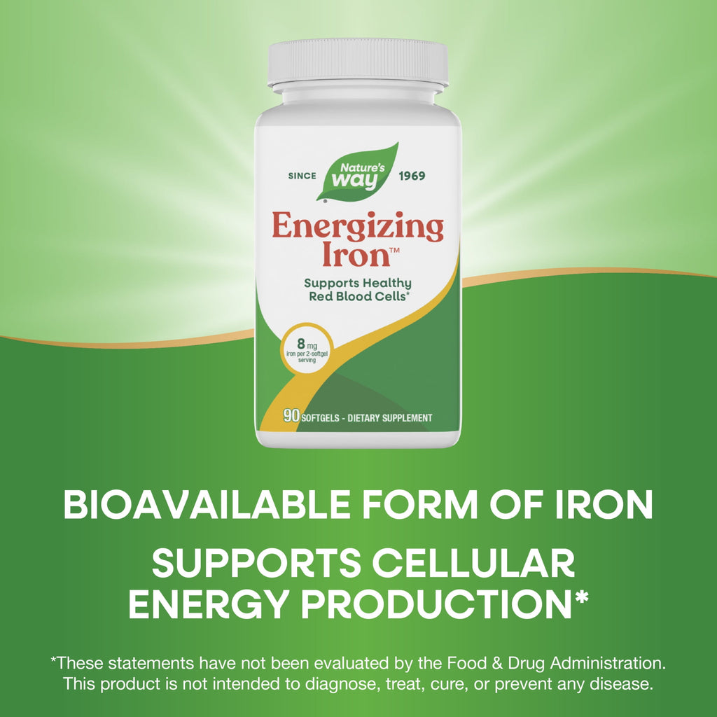 Nature's Way Energizing Iron Softgels, Supports Healthy Red Blood Cells*, Iron  &amp; Vitamin B12, 90ct