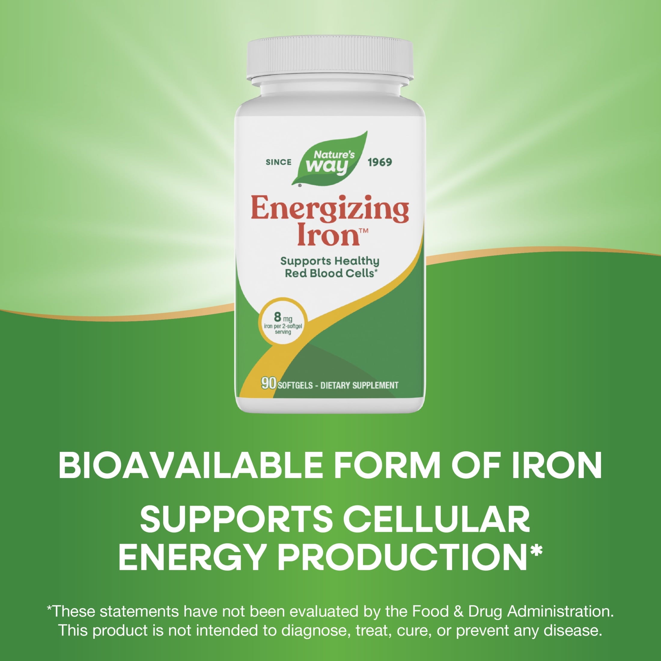 Nature's Way Energizing Iron Softgels, Supports Healthy Red Blood Cells*, Iron  &amp; Vitamin B12, 90ct