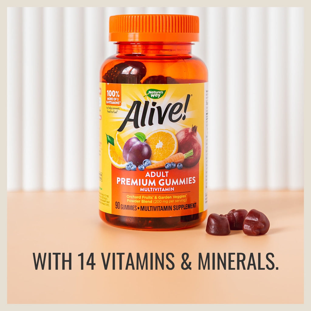 Nature's Way Alive! Premium Gummy Multivitamins, 14 Vitamins &amp; Minerals, 90 Gummies
