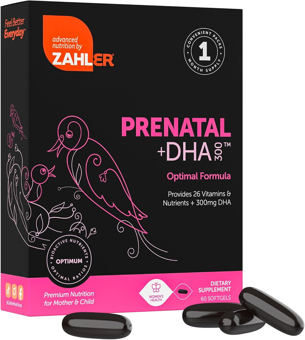 Zahler Prenatal DHA Prenatal Vitamins for Women with DHA &amp; Folate, 60 Unflavored Softgels