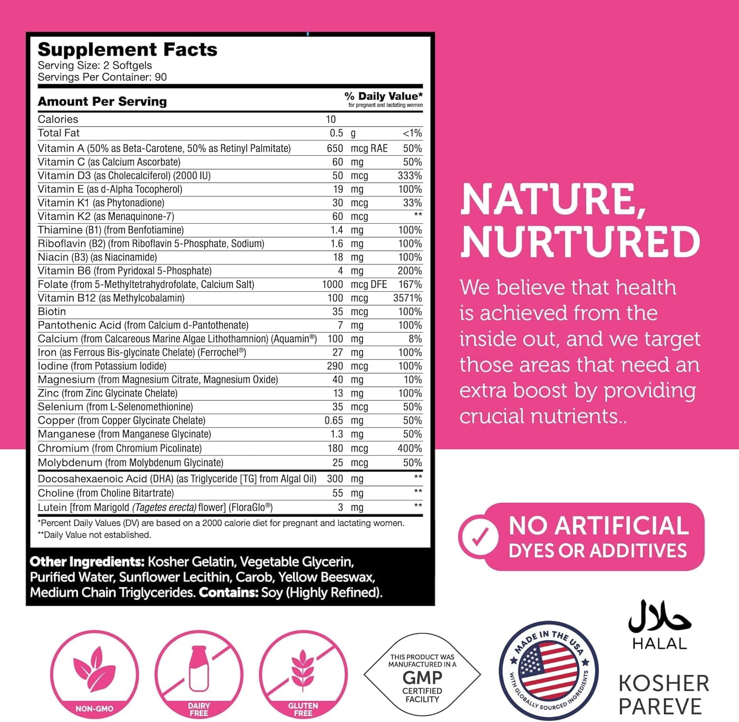 Zahler Prenatal DHA Prenatal Vitamins for Women with DHA &amp; Folate, 60 Unflavored Softgels
