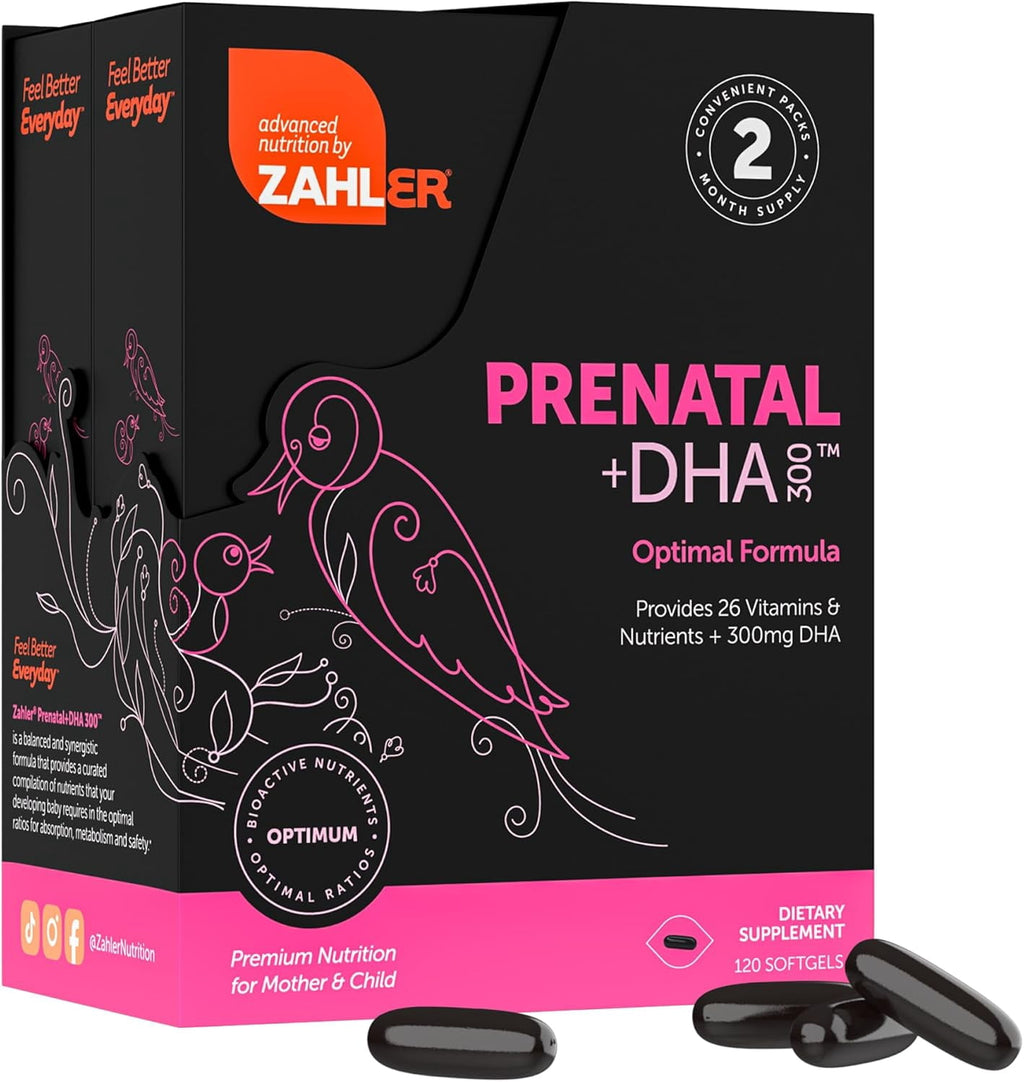 Zahler Prenatal DHA Prenatal Vitamins for Women with DHA &amp; Folate, 60 Unflavored Softgels