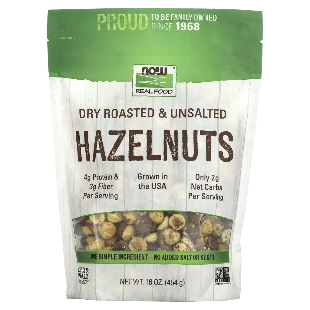 Now Foods Dry Roasted &amp; Unsalted Hazelnuts 16 oz Bag