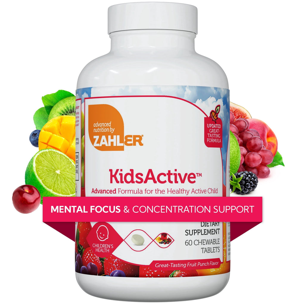 Zahler KidsActive Focus Gummies for Kids, Chewable Fruit Punch Tablets, Kids Focus Gummies &amp; Focus Supplement, 60 Count