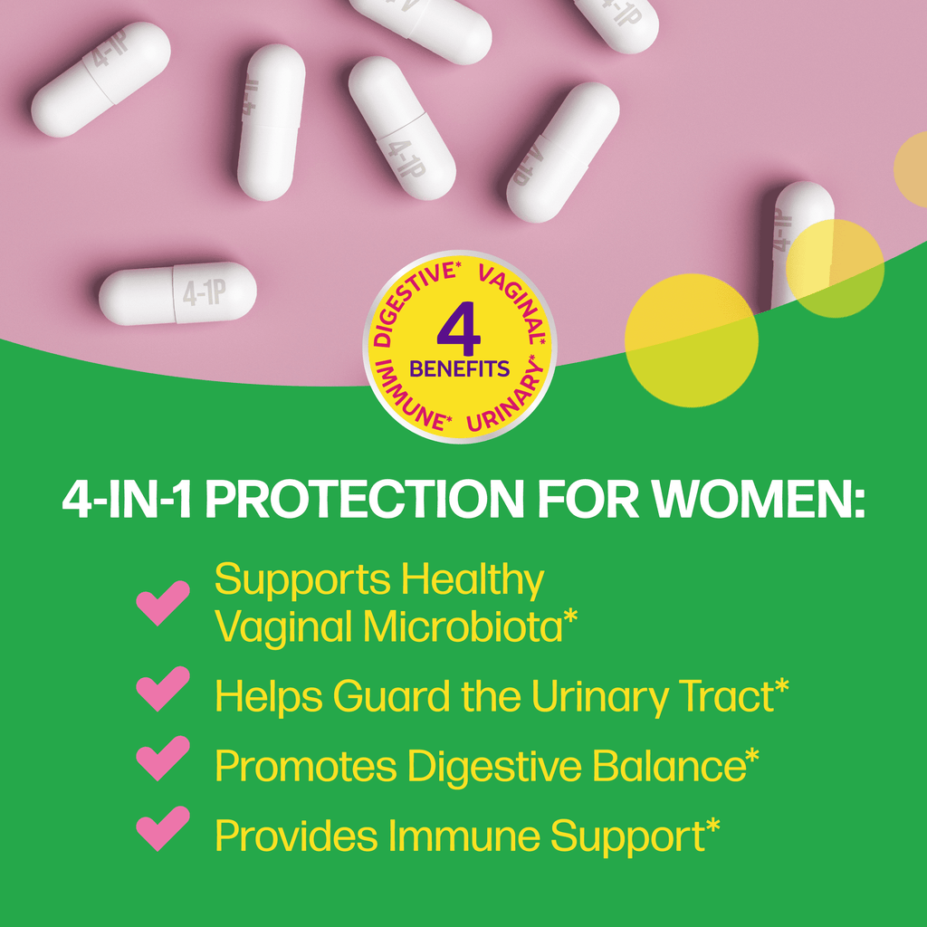 Culturelle Probiotics Women's 4-in-1 Protection Daily Supplement, Made with Prebiotics to Support Vaginal, Digestive, Urinary &amp; Immune Health, 30 Count