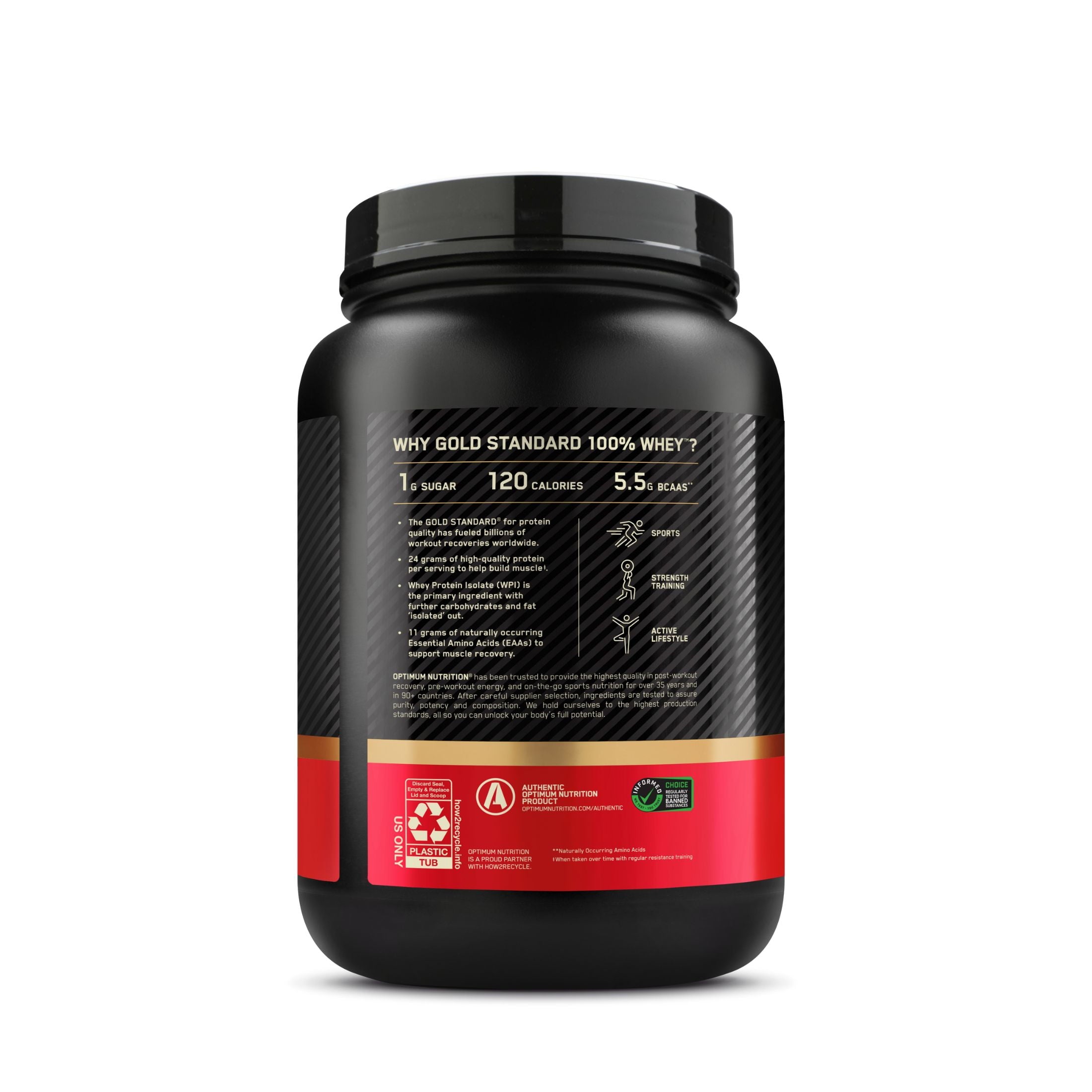 Optimum Nutrition, Gold Standard 100% Whey Protein Powder, Double Rich Chocolate 1.5lb Tub