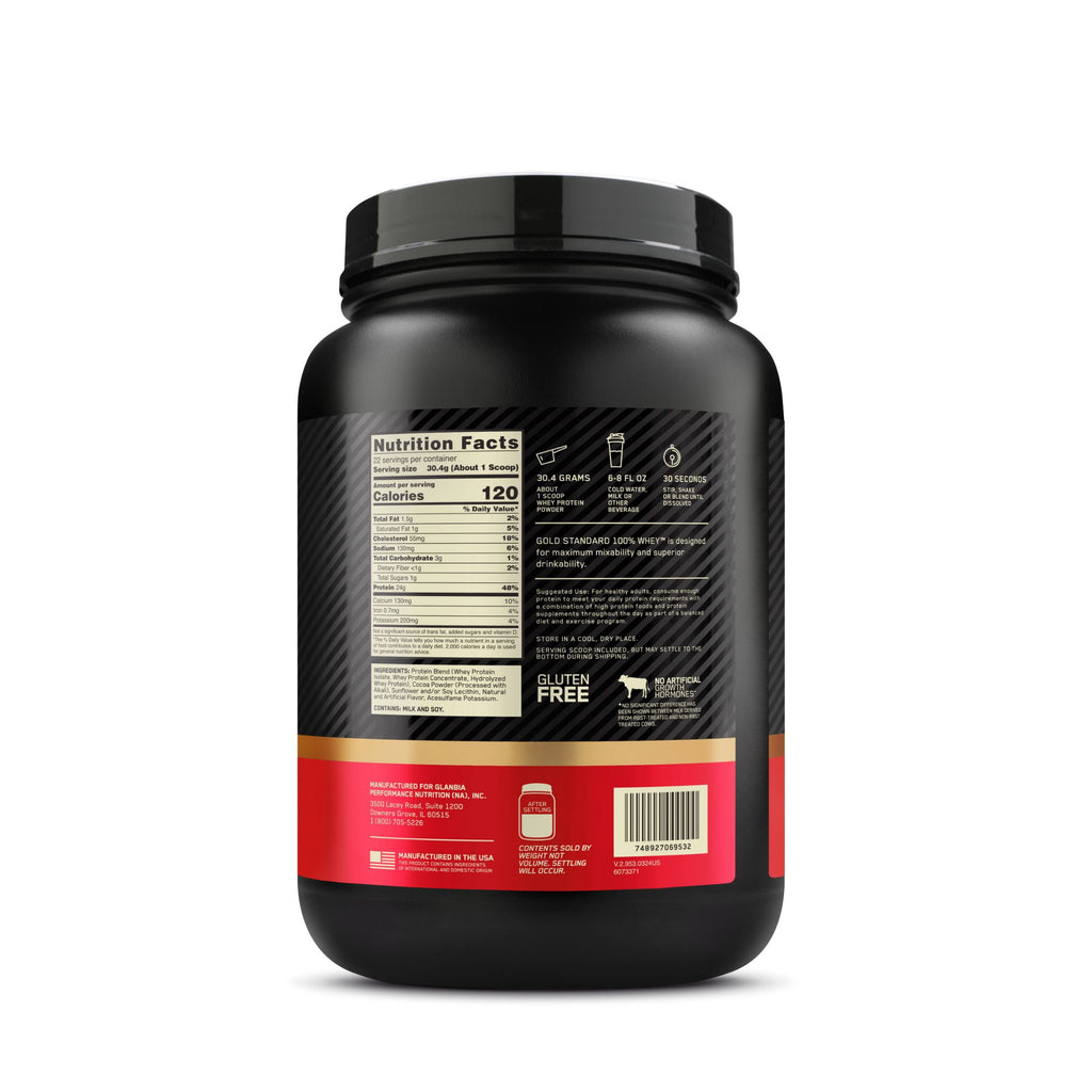 Optimum Nutrition, Gold Standard 100% Whey Protein Powder, Double Rich Chocolate 1.5lb Tub