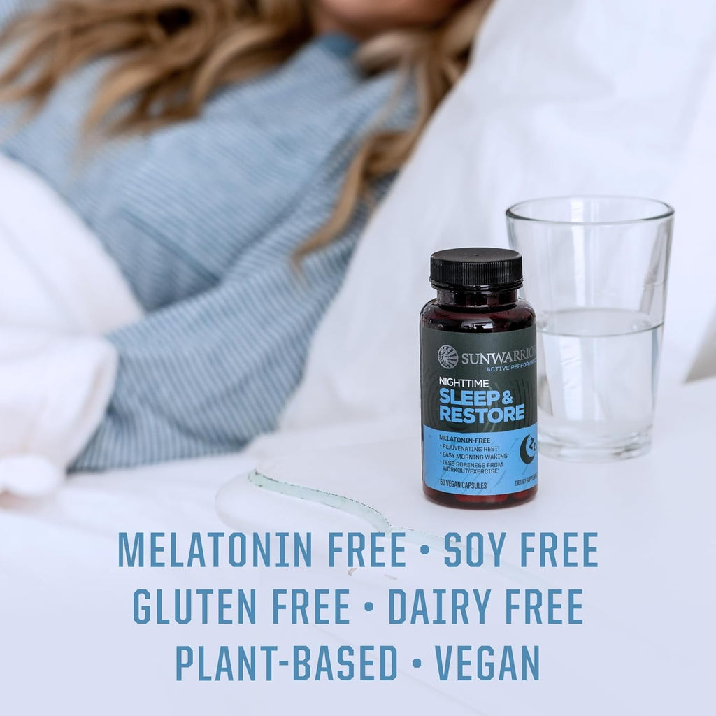 Sunwarrior Active Sleep &amp; Restore Magnesium Sleep Supplements for Adults, Gluten-Free, 60 Capsules