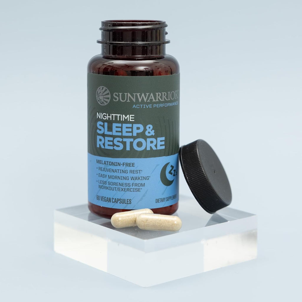 Sunwarrior Active Sleep &amp; Restore Magnesium Sleep Supplements for Adults, Gluten-Free, 60 Capsules