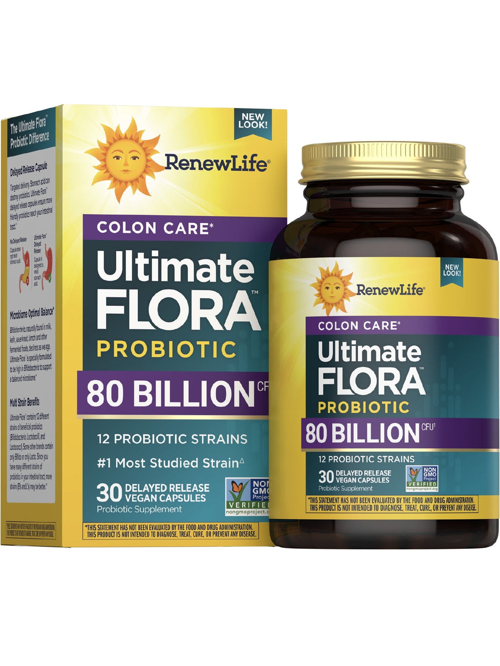 Colon Care Ultimate Flora Probiotic | 80 Billion CFU | 30 Vegan Capsules | by Renew Life