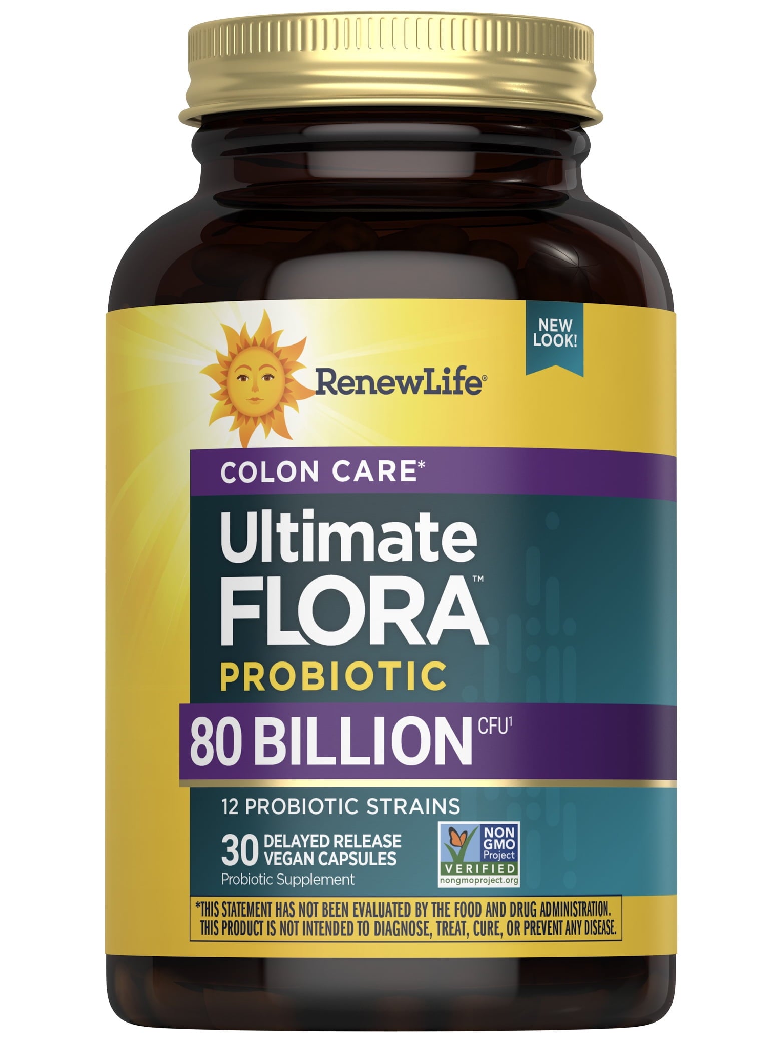 Colon Care Ultimate Flora Probiotic | 80 Billion CFU | 30 Vegan Capsules | by Renew Life
