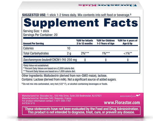 Florastor Kids Daily Probiotic Supplements for Boys and Girls (250 mg; 20 Sachets)