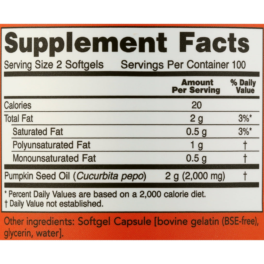 NOW Foods Pumpkin Seed Oil, 1,000 mg, 200 Softgels