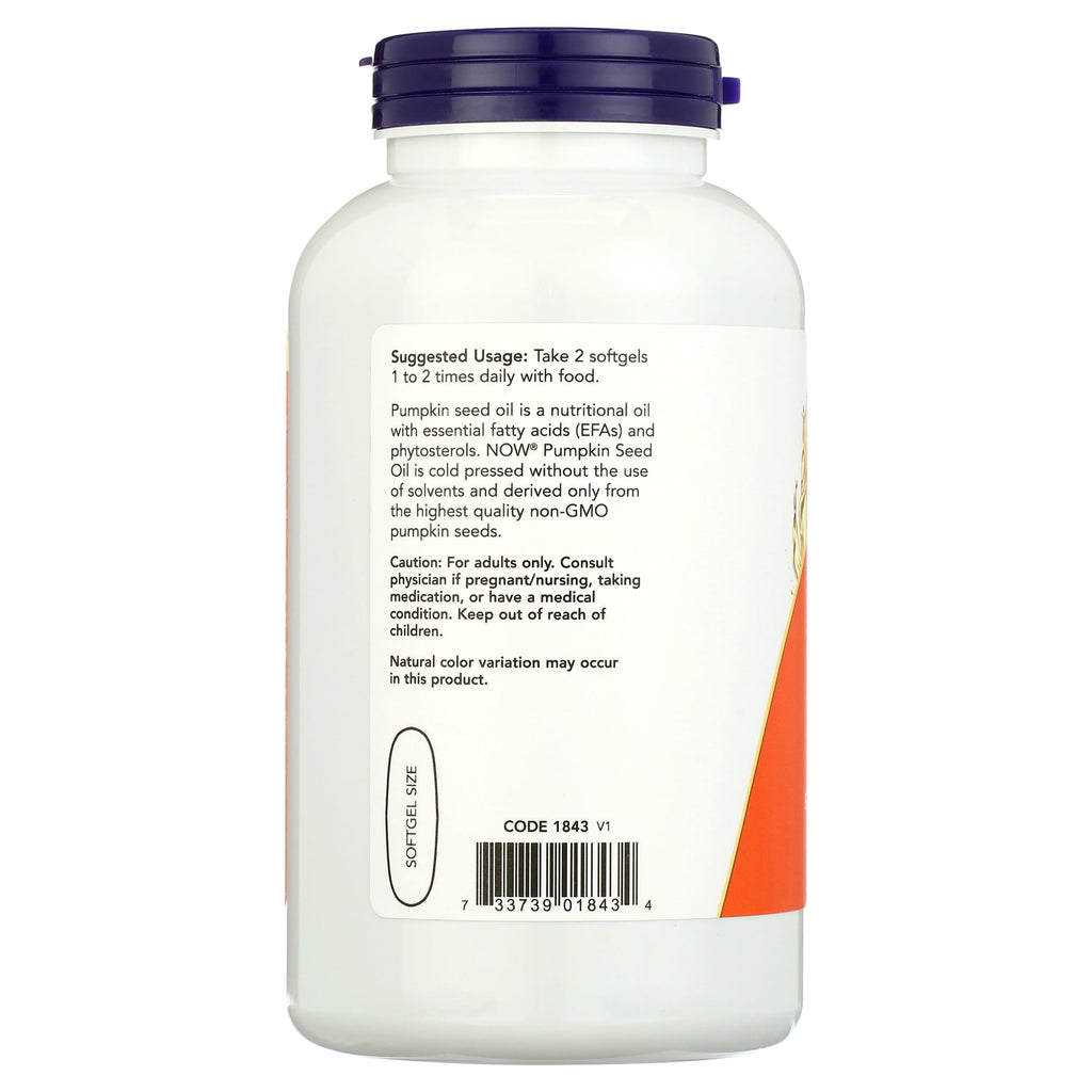 NOW Foods Pumpkin Seed Oil, 1,000 mg, 200 Softgels