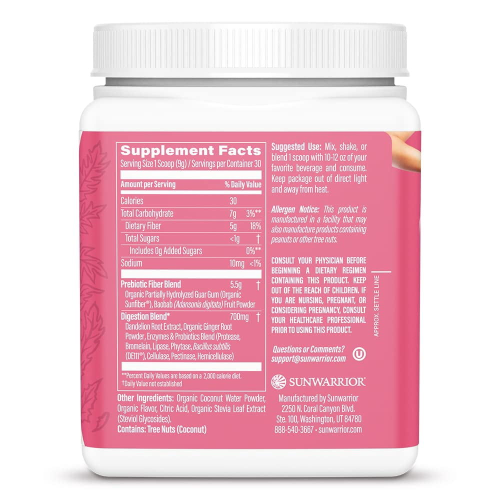 Sunwarrior Core Cleanser Prebiotic Fiber Powder with Probiotic Enzymes, 9.5 oz