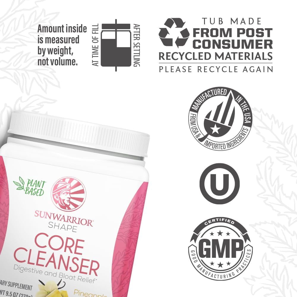 Sunwarrior Core Cleanser Prebiotic Fiber Powder with Probiotic Enzymes, 9.5 oz