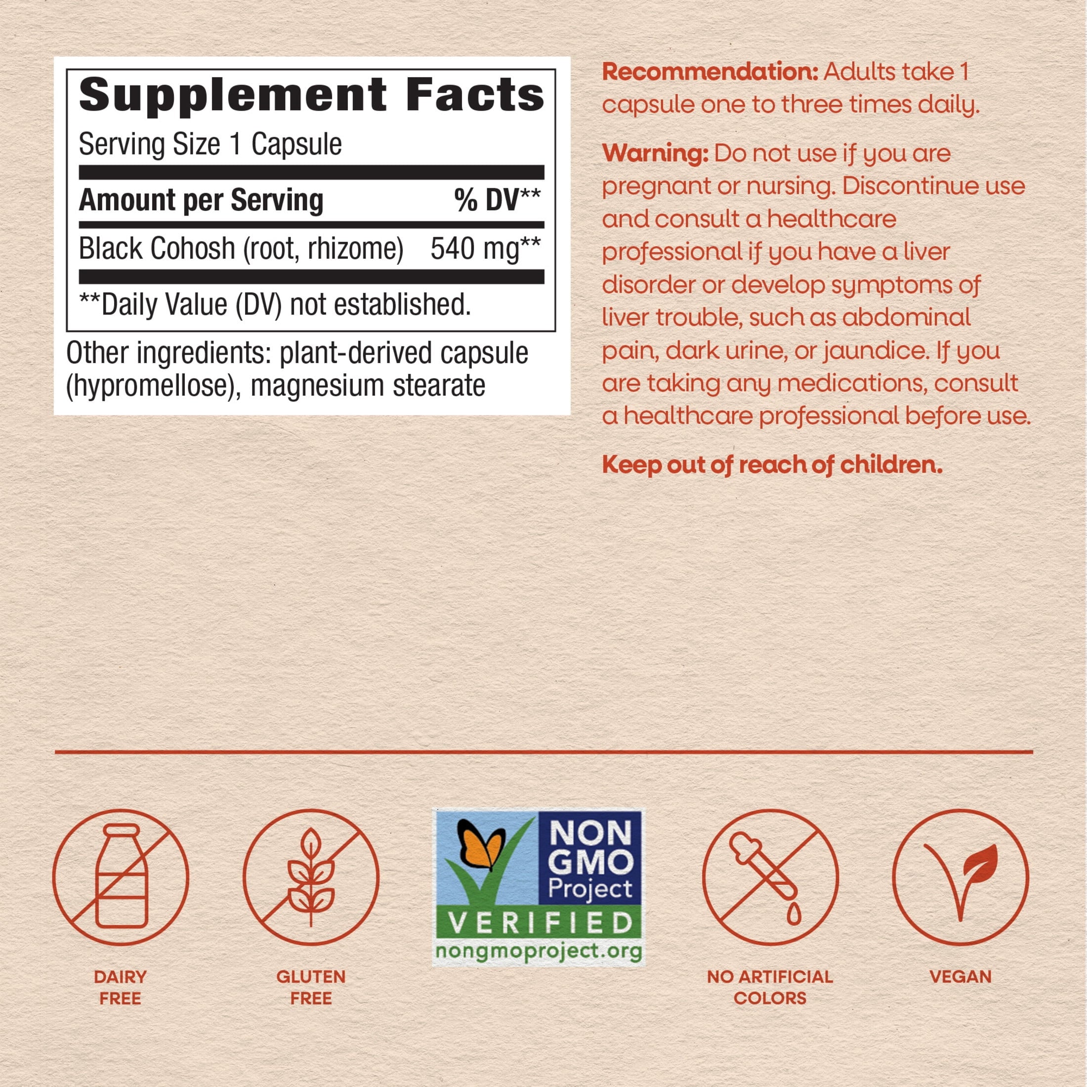 Nature's Way Black Cohosh Root Capsules, Traditional Support for Women's Health*, 180 Count