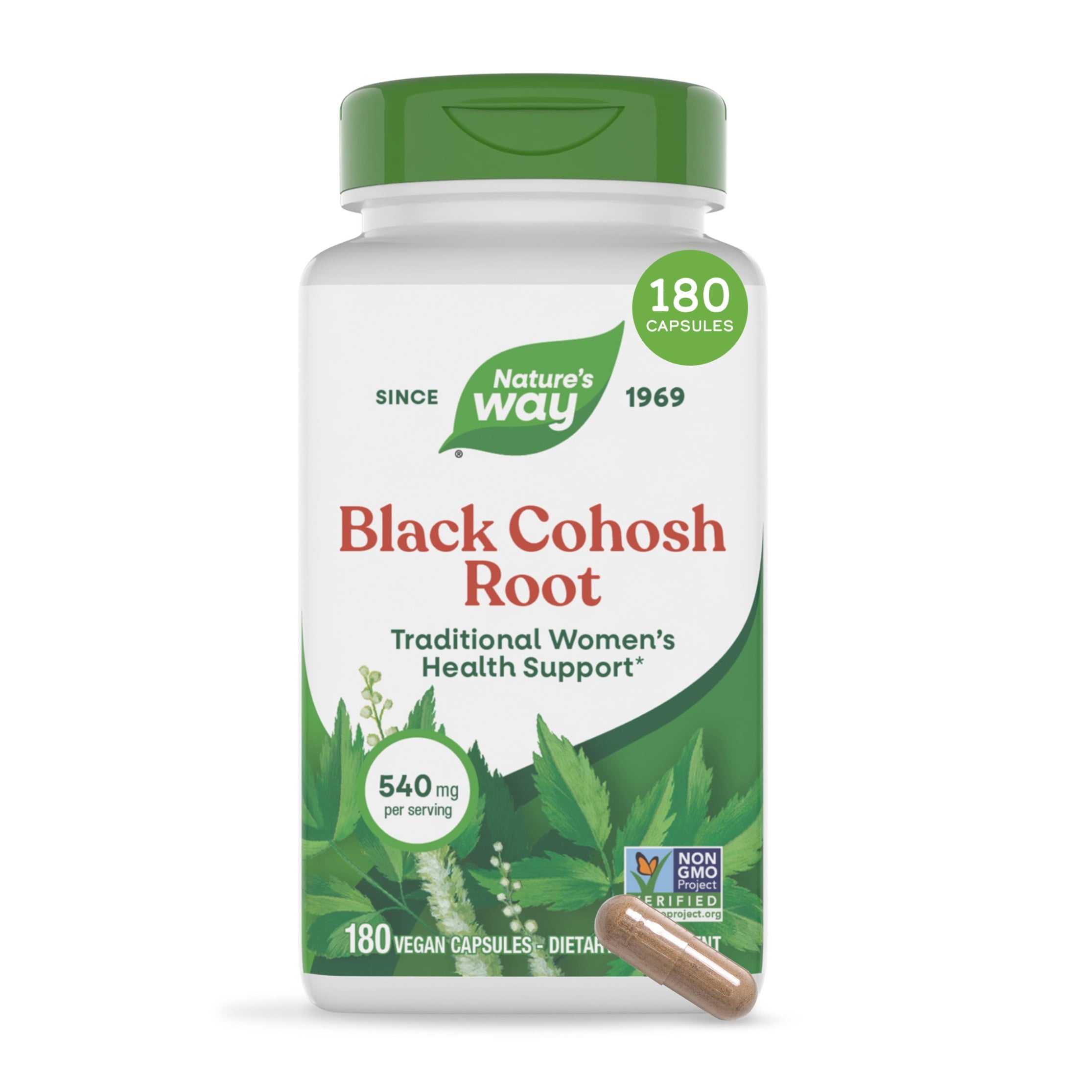 Nature's Way Black Cohosh Root Capsules, Traditional Support for Women's Health*, 180 Count