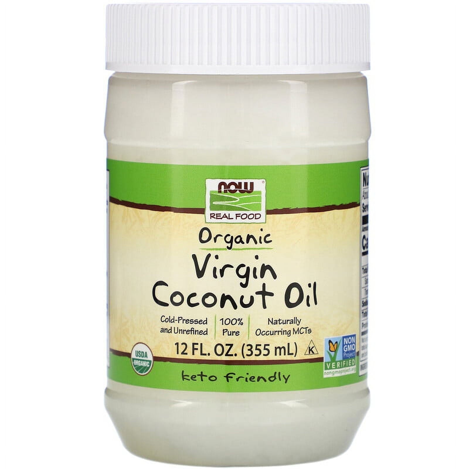 NOW Foods, Real Food, Organic Virgin Coconut Oil, 12 fl oz Pack of 2