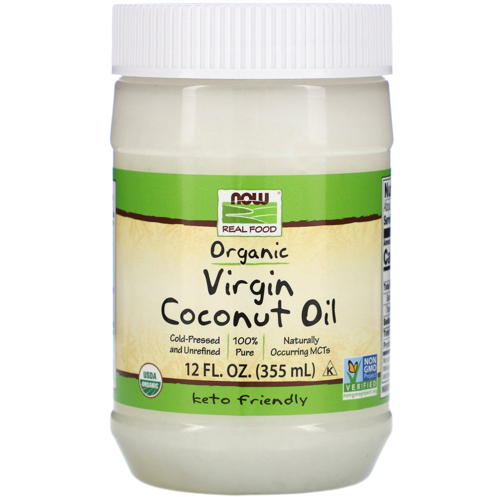 NOW Foods, Real Food, Organic Virgin Coconut Oil, 12 fl oz Pack of 2