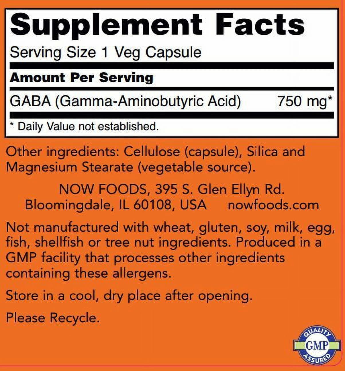 Now Foods, GABA, 750 mg, 100 Vcaps - 3 Packs