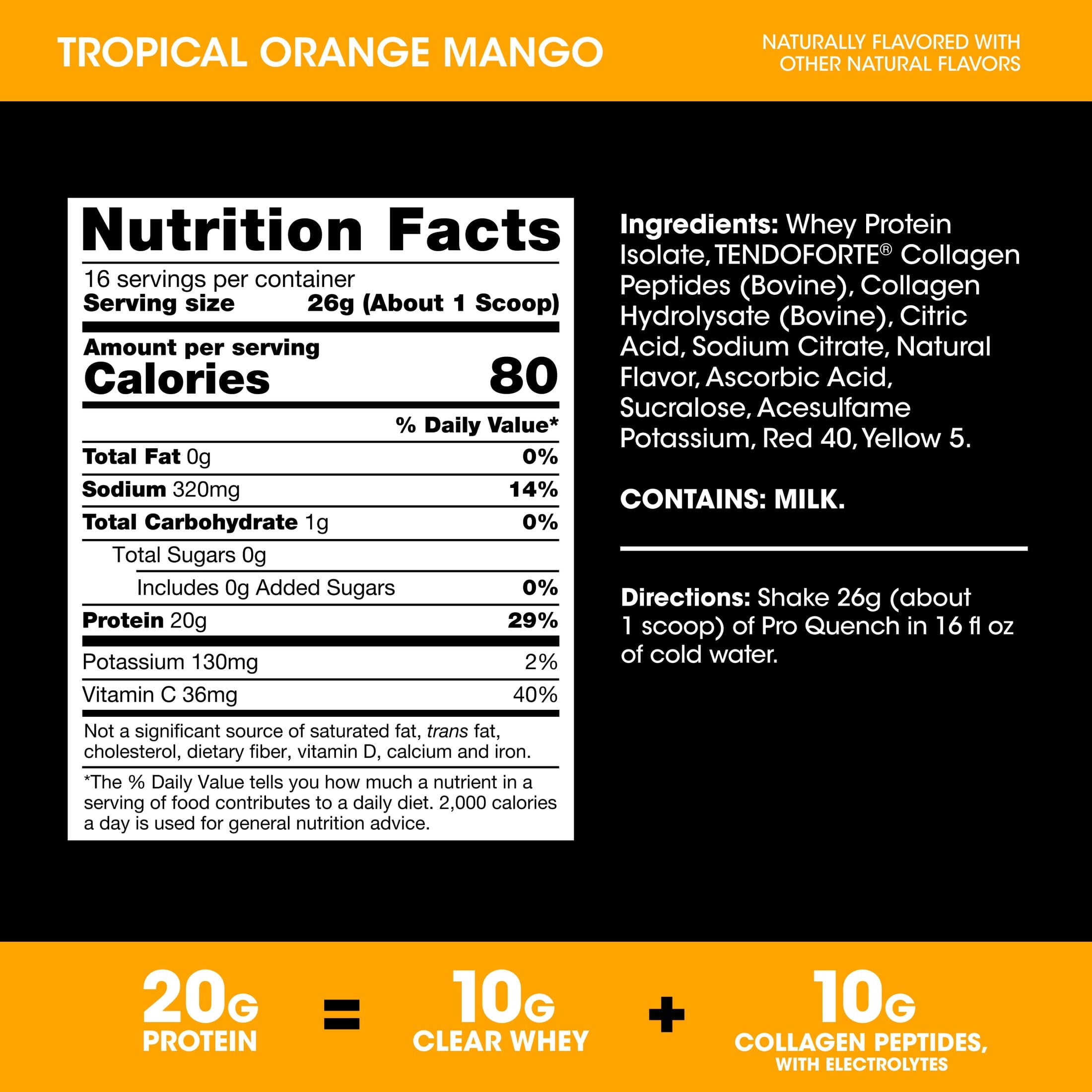 Optimum Nutrition ProQuench Clear Protein Powder, Orange Mango, 16 Servings